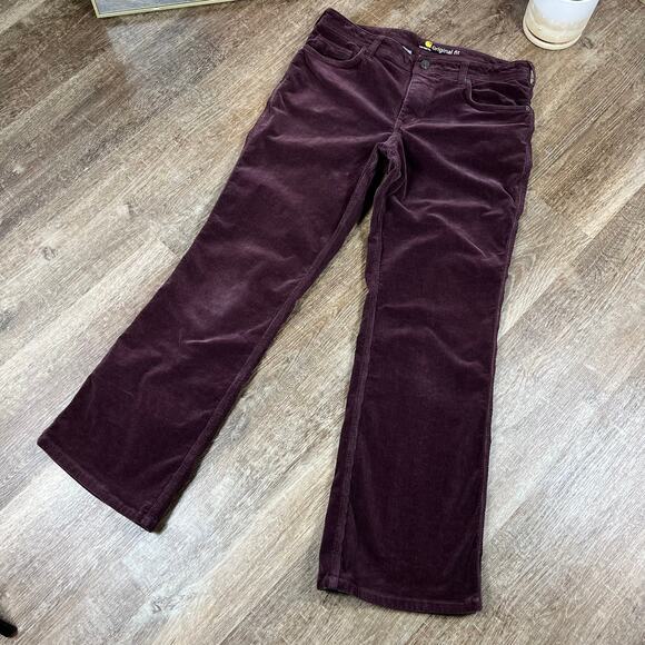 Y2K Carhartt Burgundy Corduroy Pants Original Fit Flare - Picture 3 of 8
